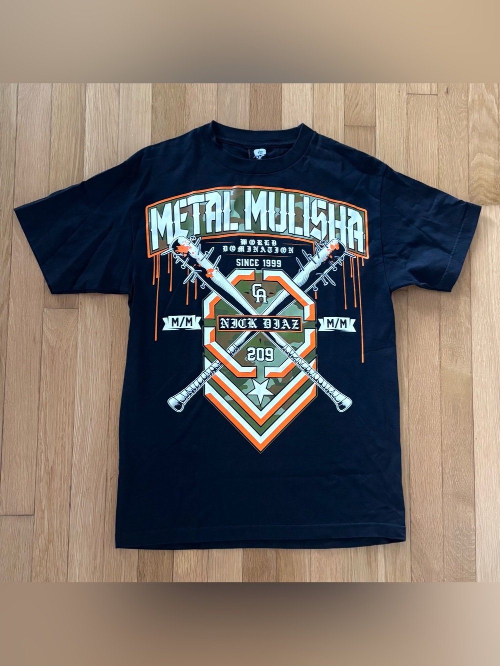 Vintage Metal Mulisha Nick Diaz UFC 158 Walkout Shirt Mens M 209 Stockton Camo